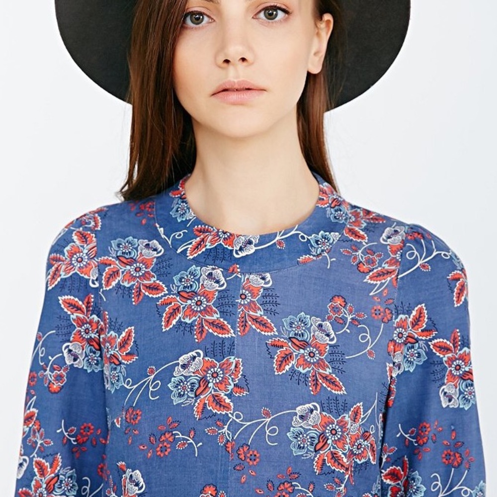 Ryder x UO blue floral print dress - Picture 3 of 6